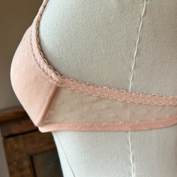 La Perla Swiss Dot Mesh Overlay Light Pink Bra - Picture 2 of 8